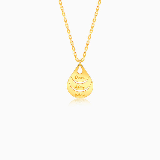 Golden Personalised Dreamy Teardrop Pendant With Link Chain