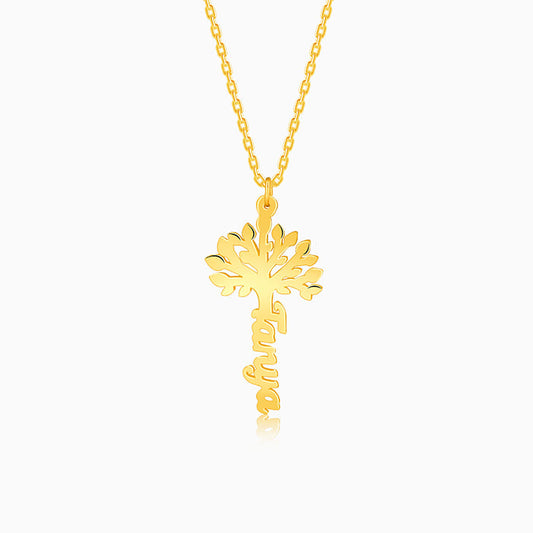 Golden Personalised Tree of Names Pendant with Link Chain