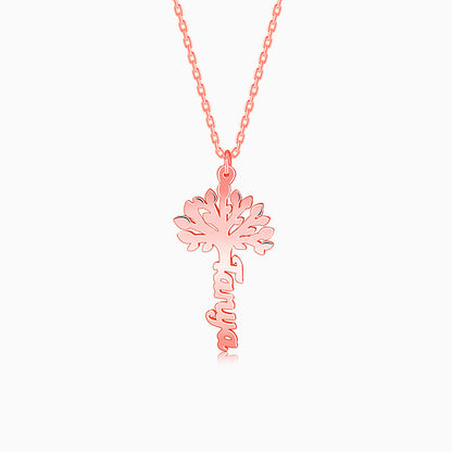 Rose Gold Personalised Tree of Names Pendant with Link Chain