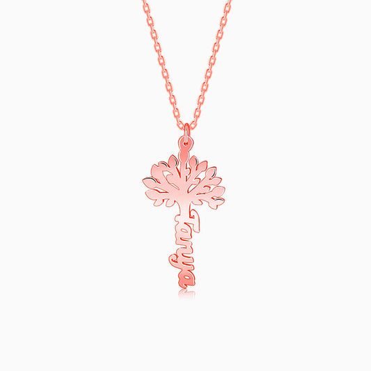Rose Gold Personalised Tree of Names Pendant with Link Chain