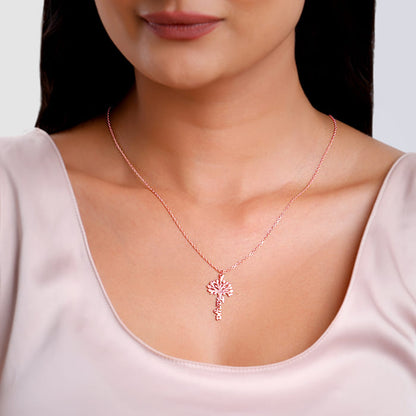 Rose Gold Personalised Tree of Names Pendant with Link Chain