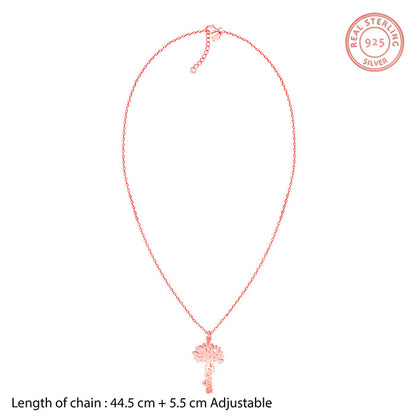 Rose Gold Personalised Tree of Names Pendant with Link Chain