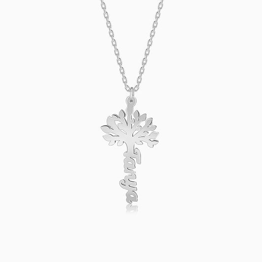 Silver Personalised Tree of Names Pendant with Link Chain