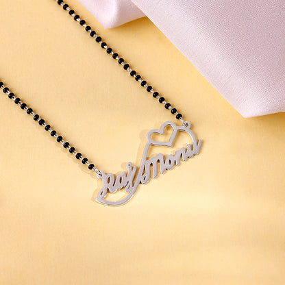 Silver Personalised Heart Name Mangalsutra