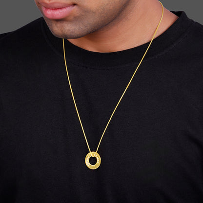 Golden Personalised Circular Pendant For Him
