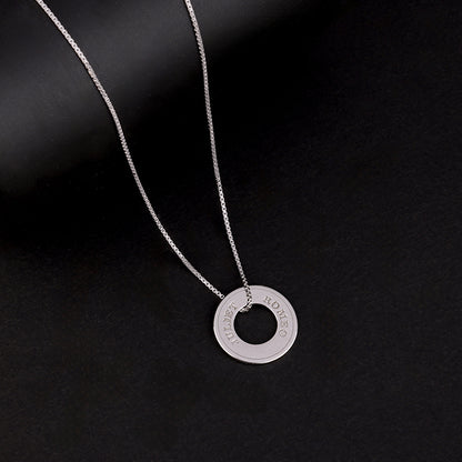 Silver Personalised Circular Pendant For Him