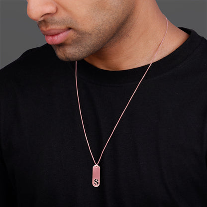 Rose Gold Personalised Alpha Tag Initial Pendant For Him