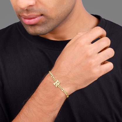 Golden Personalised Alpha Initial Bracelet For Him