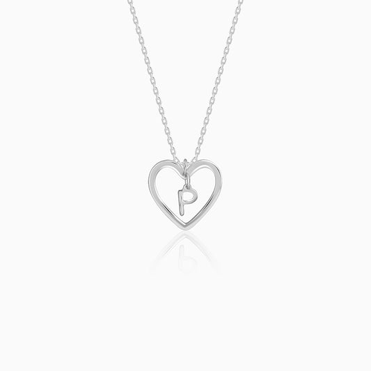Silver Personalised Heart of Initial Pendant