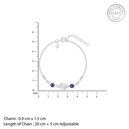 Silver Hindi Initial Evil Eye Bracelet