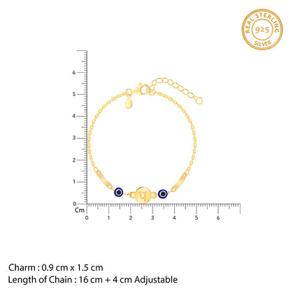 Golden Hindi Initial Evil Eye Bracelet