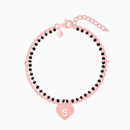 Rose Gold Personalised Heartfelt Initial Mangalsutra Bracelet