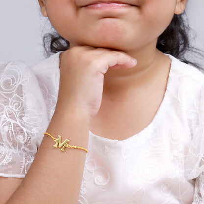 Golden Personalised Initial Kids Bracelet (2 - 8 Years)
