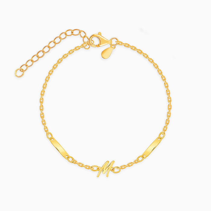 Golden Personalised Letter Charm Bracelet