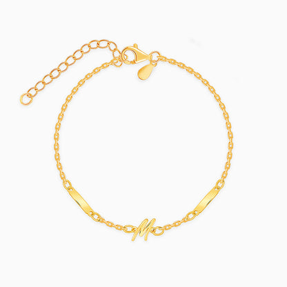 Golden Personalised Letter Charm Bracelet