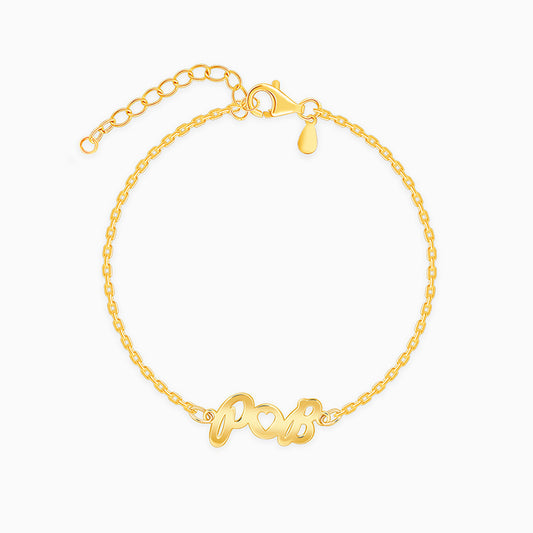 Golden Personalised Heart You Initial Bracelet