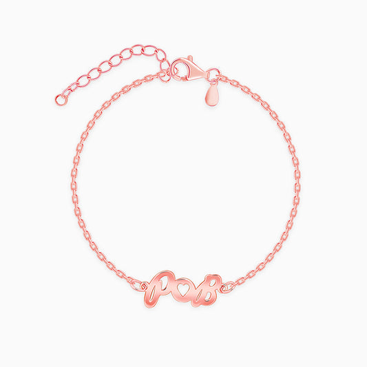 Rose Gold Personalised Heart You Initial Bracelet