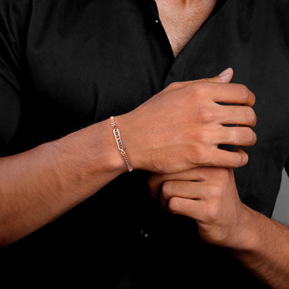 Rose Gold Personalised Cuban Bracelet for Him