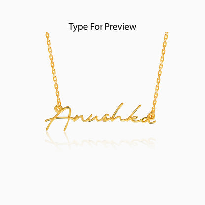 Golden Personalised Signature Name Necklace
