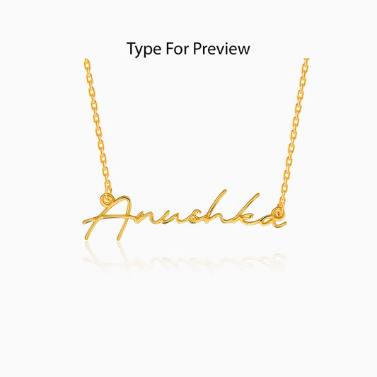Golden Personalised Signature Name Necklace