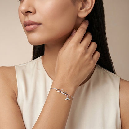 Silver Personalised Cute Mermaid Tail Bracelet