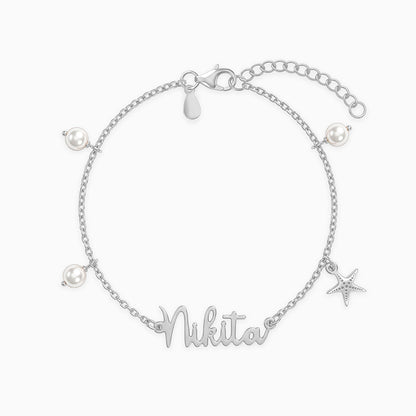 Silver Personalised Pretty Starfish Bracelet