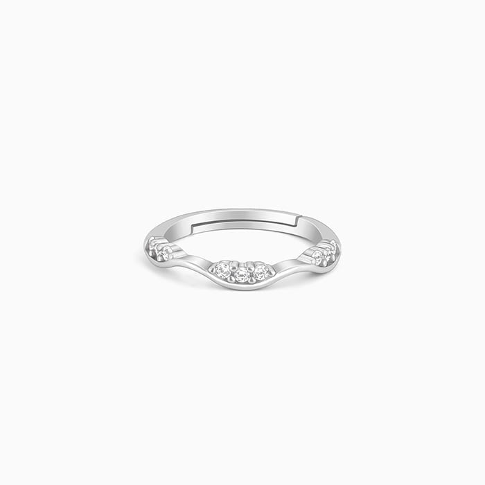 Silver Zircon Tune of Wave Ring
