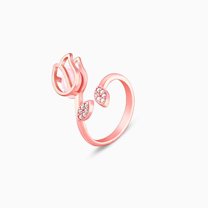 Rose Gold Pink Quartz Flower Ring