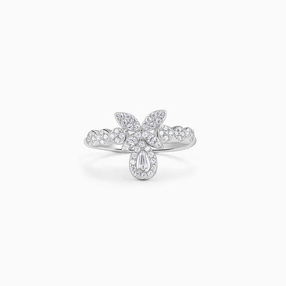 Silver Periwinkle Floral Ring