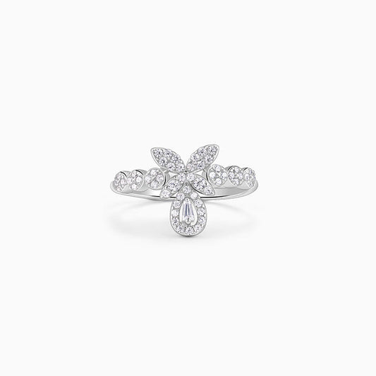 Silver Periwinkle Floral Ring