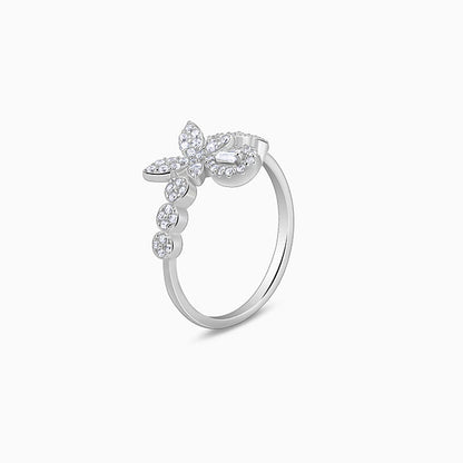 Silver Periwinkle Floral Ring