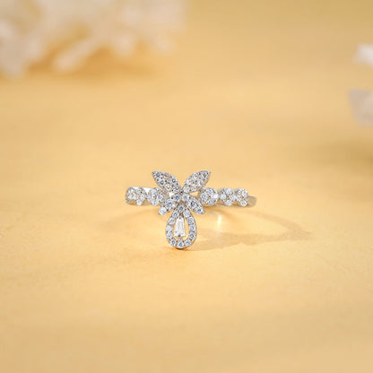 Silver Periwinkle Floral Ring