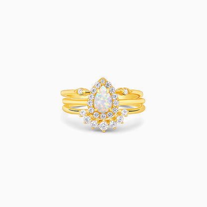Golden Sunbeam Teardrop Ring
