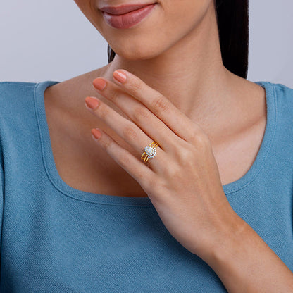 Golden Sunbeam Teardrop Ring