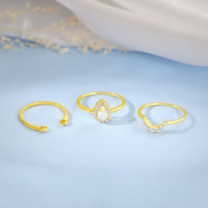Golden Sunbeam Teardrop Ring