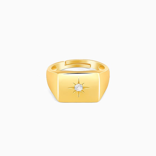 Golden Rise Star Signet Ring For Him