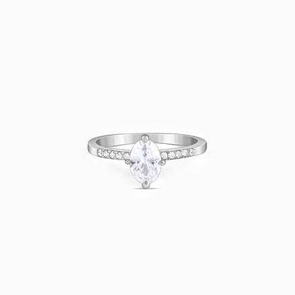 Silver Moonlit Marquise Ring