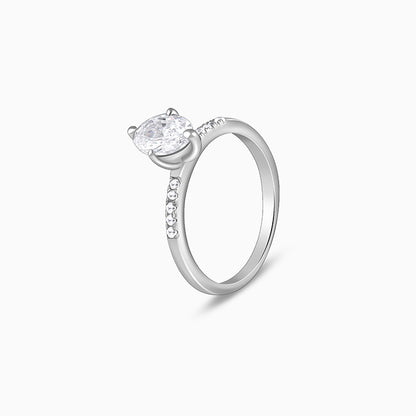 Silver Moonlit Marquise Ring
