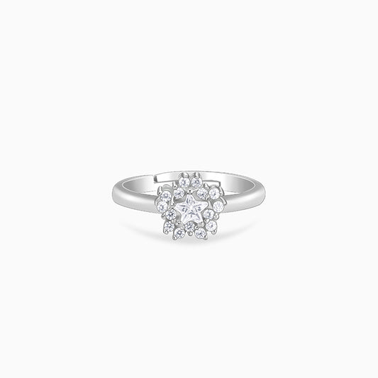 Silver Dahlia Floral Ring