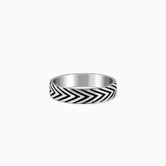 Oxidised Silver Chevron Ring For Him