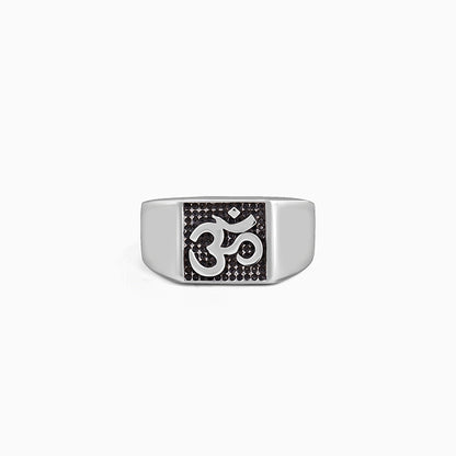 Oxidised Silver Om Ring For Him