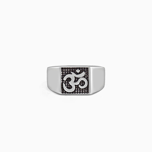 Oxidised Silver Om Ring For Him