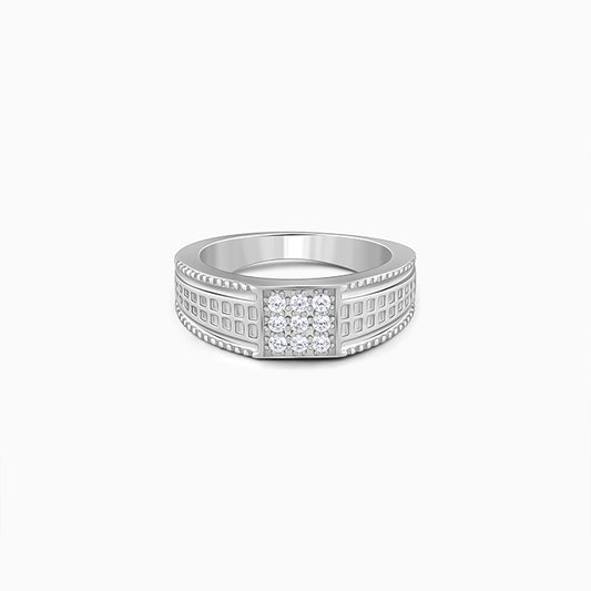 Silver Lustrous Square Ring For Him