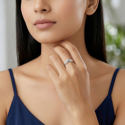 Silver Double Chevron Ring (Size 12)
