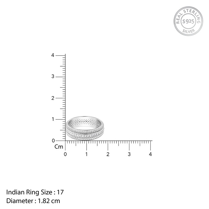 Silver Braided Border Ring For Him