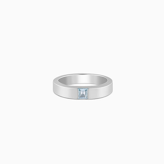 Silver Minimal Topaz Ring For Him