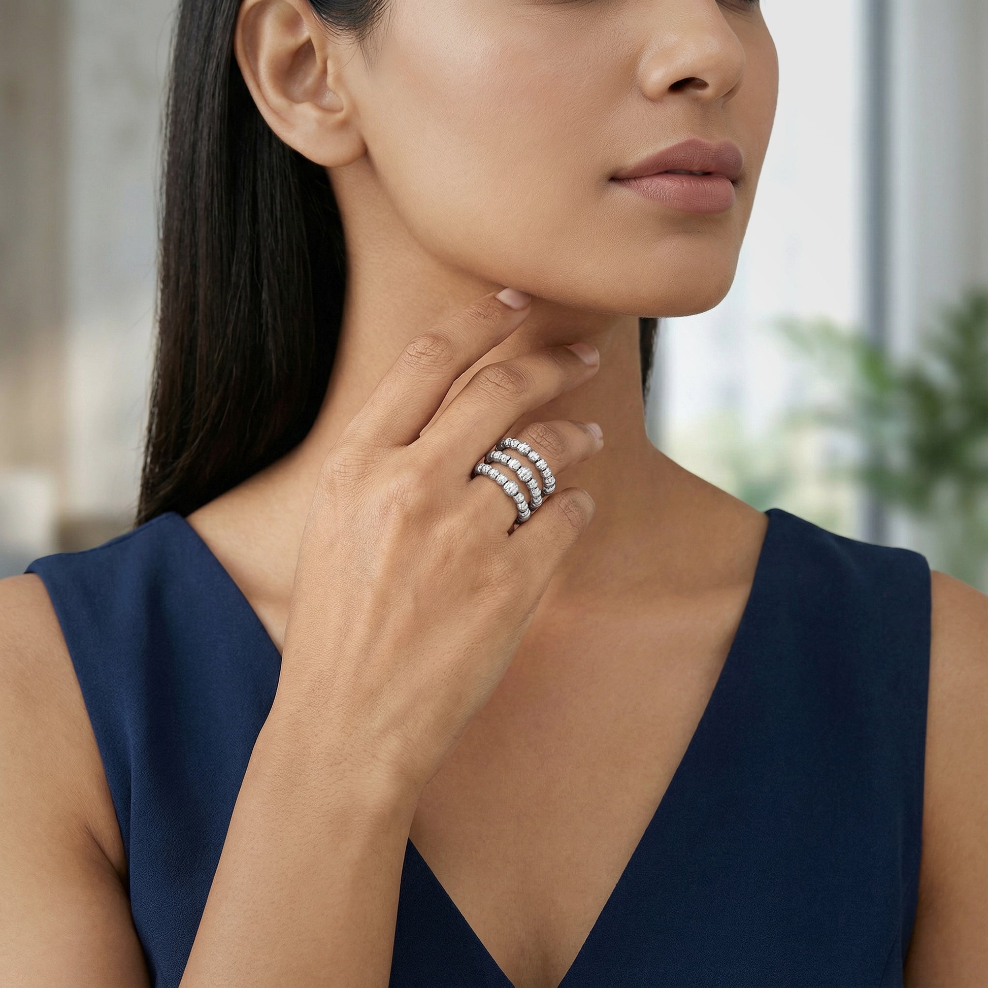 Silver Glitter Ring