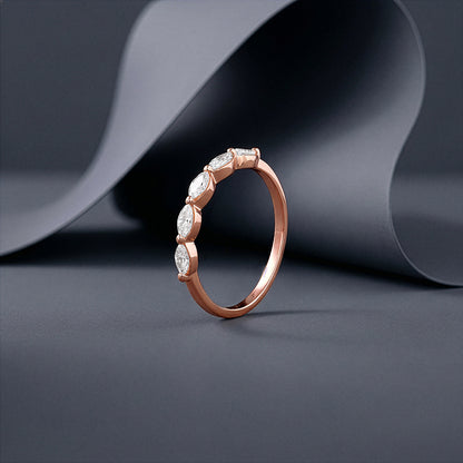 Rose Gold Marquise Half Eternity Ring (Size 12)