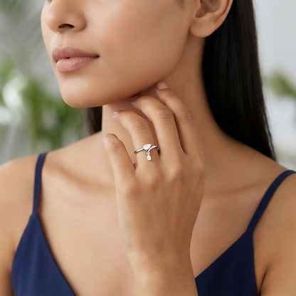 Silver Falling Light Ring