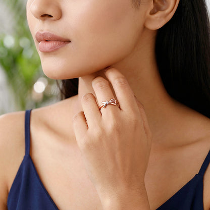 Rose Gold Ribbon Shine Ring